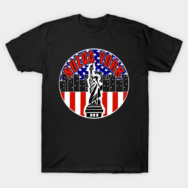 Nueva York, Spanish New York American flag T-Shirt by Redmanrooster